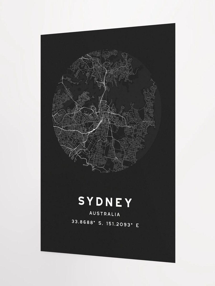 Sydney Street Map Poster – Black Minimalist Circular City Art product image (6)