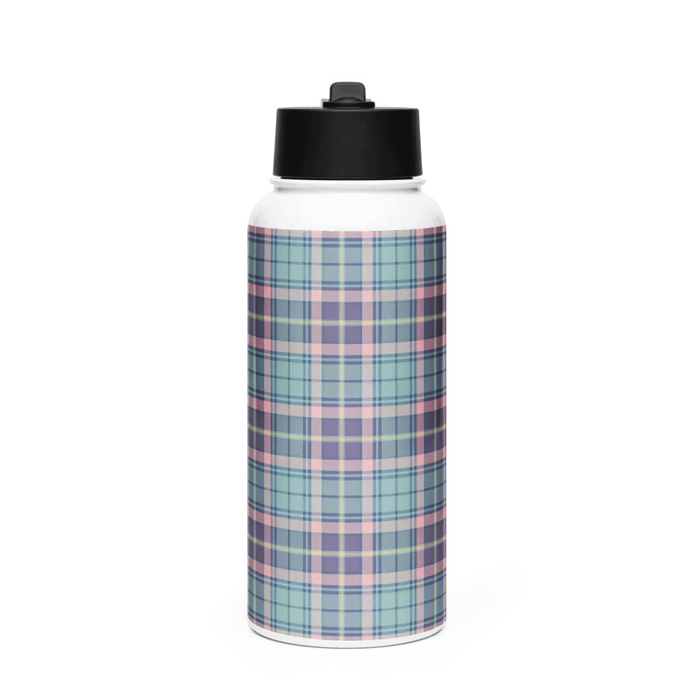 Light Green, Lavender, and Pink Plaid Water Bottle product image (4)