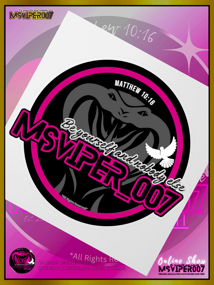 Sticker - "MsViper_007™ Brand Classic" [pink/blk emblem] Support&Sport Kiss cut Stickers By Anna H. product image (2)
