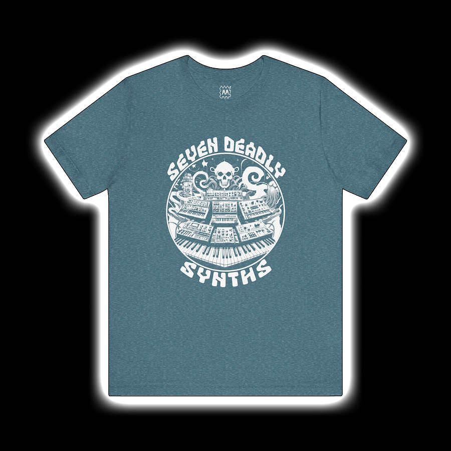 Seven Deadly Synths - Synthesizer Collector T-Shirt (WHITE PRINT) product image (1)