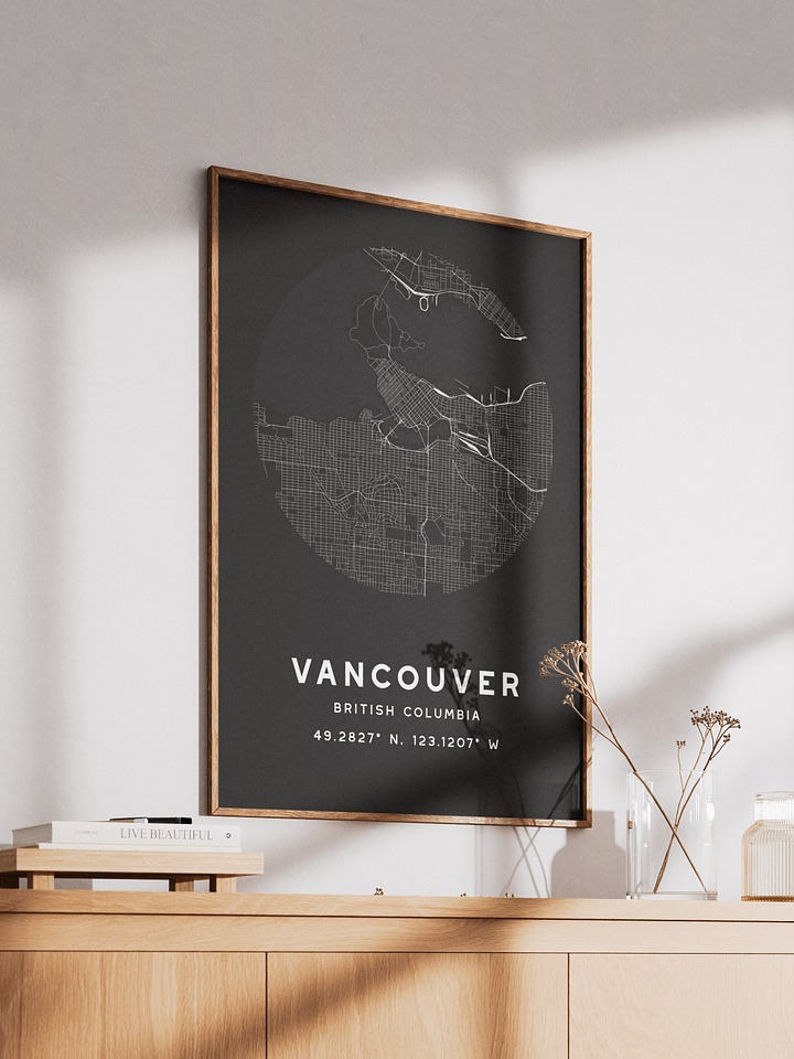 Vancouver Street Map Poster – Black Minimalist Circular City Art product image (2)
