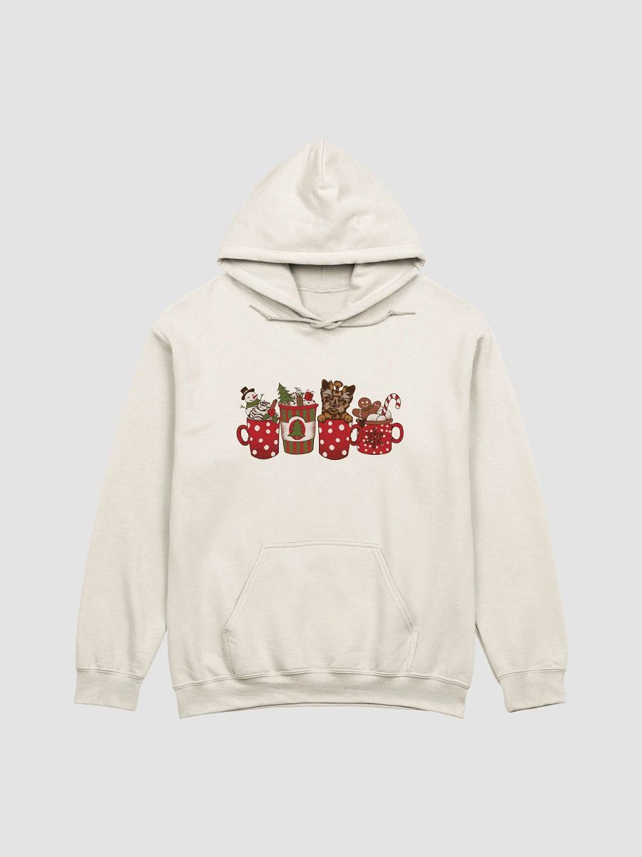 Cute Yorkshire Terrier in a Christmas Cup Hooded Sweatshirt | Funny Christmas Yorkie Pup in a Cup product image (19)