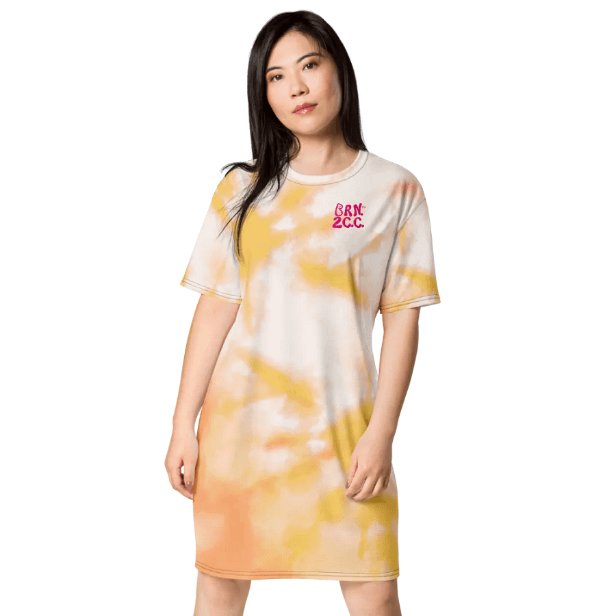 BOURNE to Cape Cod™ | Coastal Dream T-Shirt Dress | Orange & White Tie-Dye | Beachy-Chic & Bold product image (1)