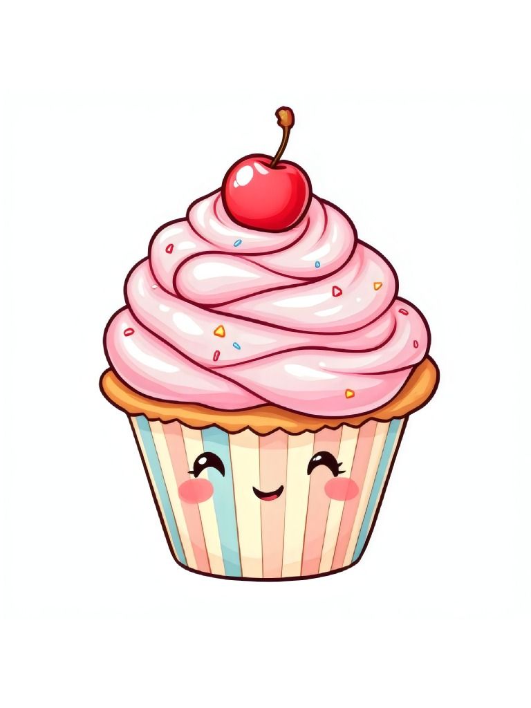 16 Elegant Kawaii Cupcake Clipart Designs, Cute Cupcake Illustrations, Kawaii Clipart, Frosting Clipart Resources product image (4)