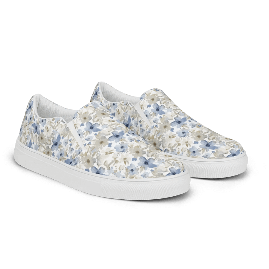 Blue Grey Flowers Canvas Shoes product image (2)
