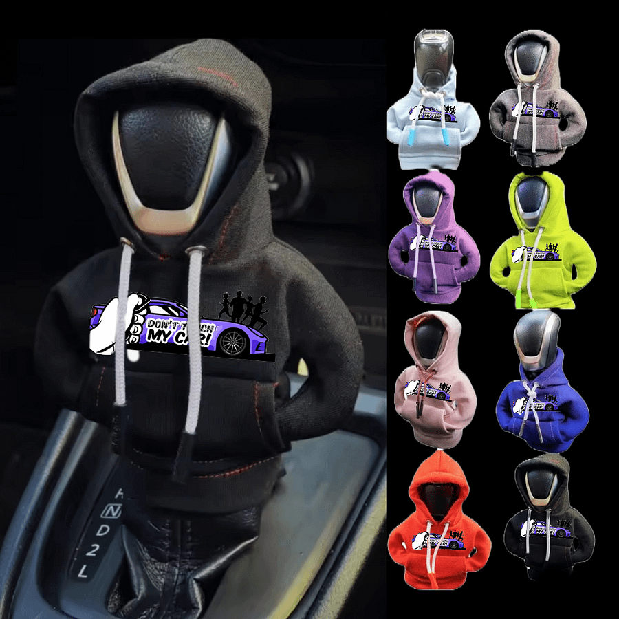 Dont touch my car Center Console Gear Shift Knob Cover Hoodie Sweatshirt Interior Styling Handle Clothes Auto Manual Decorative Decoratio product image (4)
