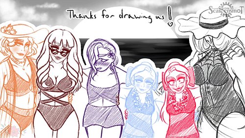 Tribute art for everyone who attacked me with my Grayward girls during Art Fight 2025! ❤️ Enjoy this beach episode sketch of ...