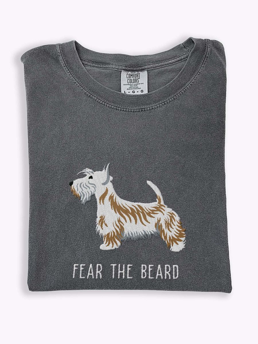 Fear the Beard T-Shirt(Embroidered) of a Scottish Terrier(White) product image (1)
