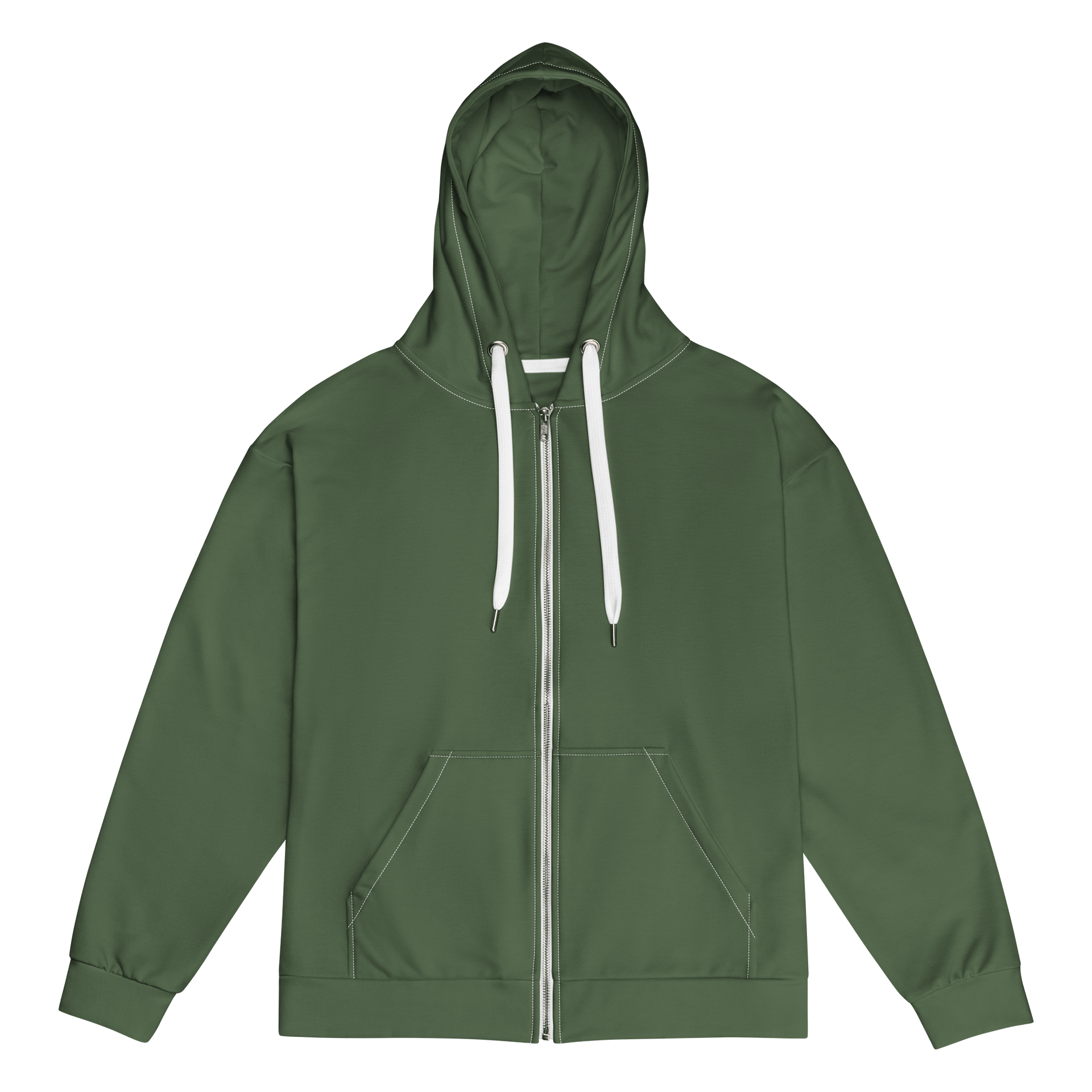 Army Camo Green Solid Color Eco Friendly Unisex Zip Hoodie product image (1)