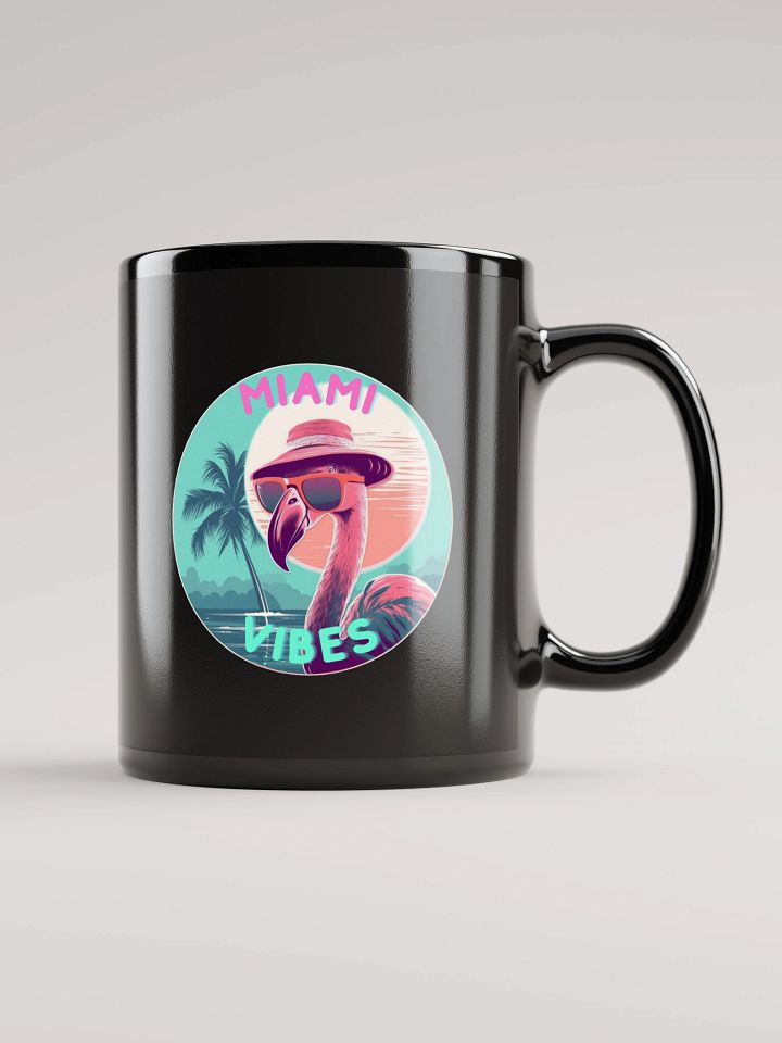 Miami Vibes Flamingo Black Glossy Mug product image (1)