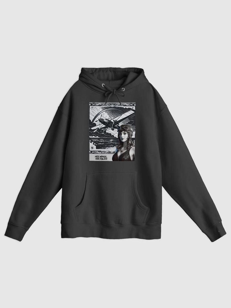 Her Wings, Her Rules - Vintage Aviation Flapper Front Graphic - Hoodie