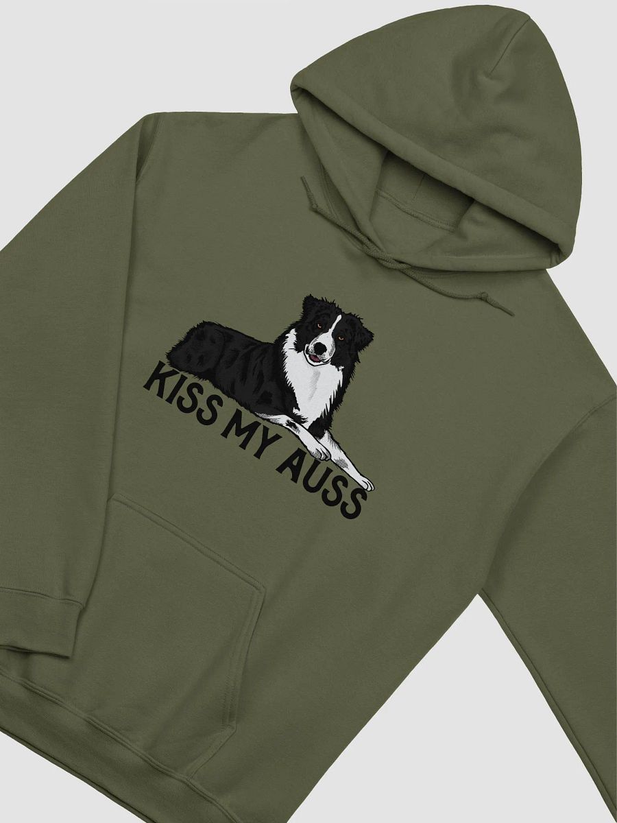Kiss My Auss | Funny Hooded Sweatshirt for Australian Shepherd (Black and White) Dog Owners product image (14)