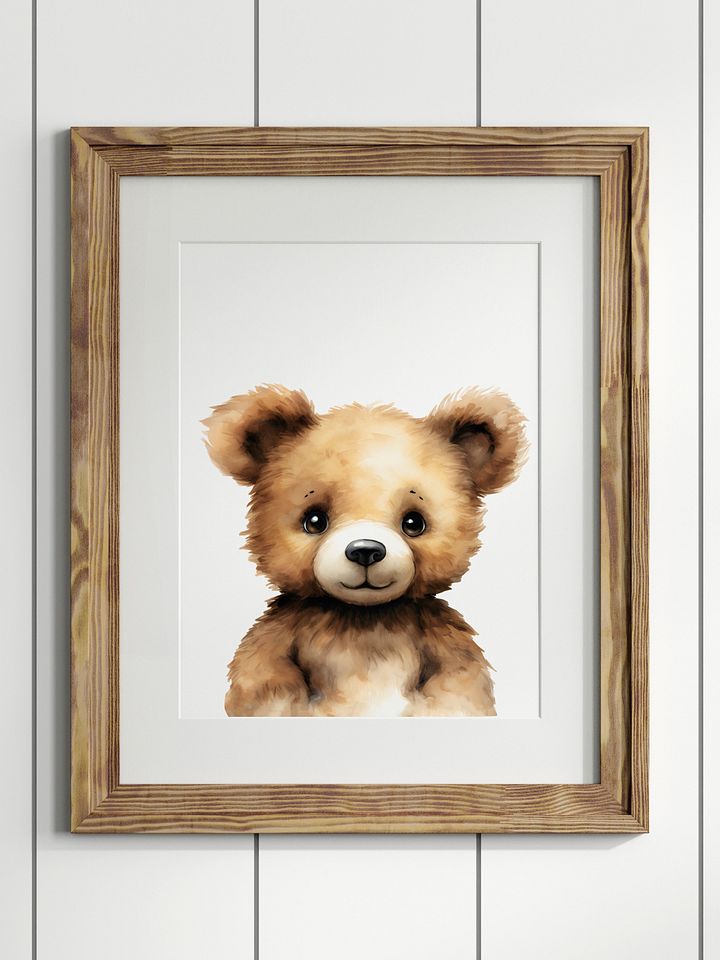 Woodland Shy Brown Bear Nursery Decor Print product image (1)
