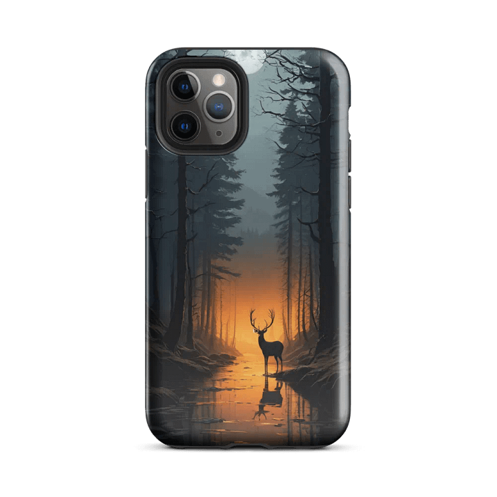 Tough Phone Case for iPhone® - Deer in a Forest Under a Full Moon product image (2)