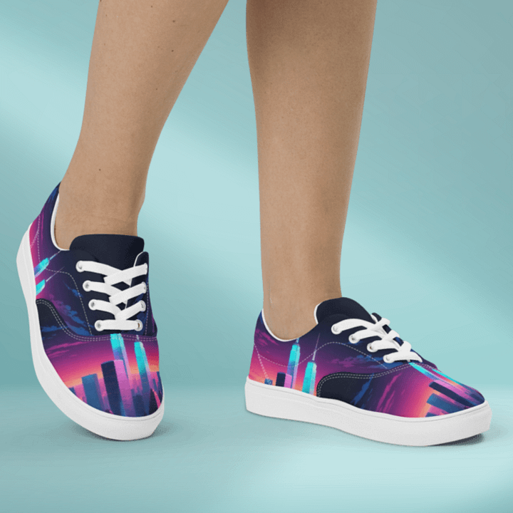 Vaporwave New York City All Over Print Canvas Shoes product image (1)