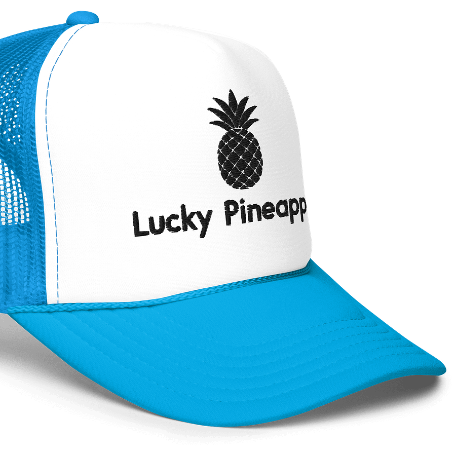Lucky Pineapple Films Logo Embroidered Blue and White Trucker Hat product image (5)