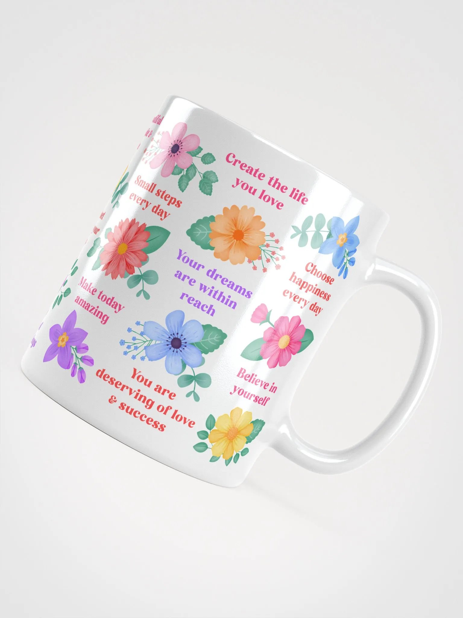 Vibrant Floral Blooms Motivational Quotes - White Mug product image (4)