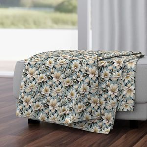 Seamless Pattern - White and Beige Flowers on a Light Blue Background product image (4)