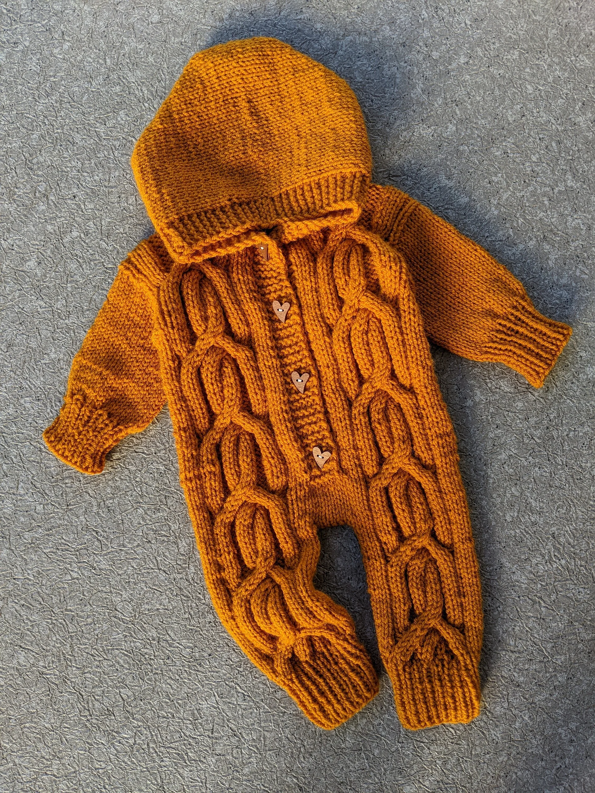 Aran Knit Baby Romper Pattern product image (2)
