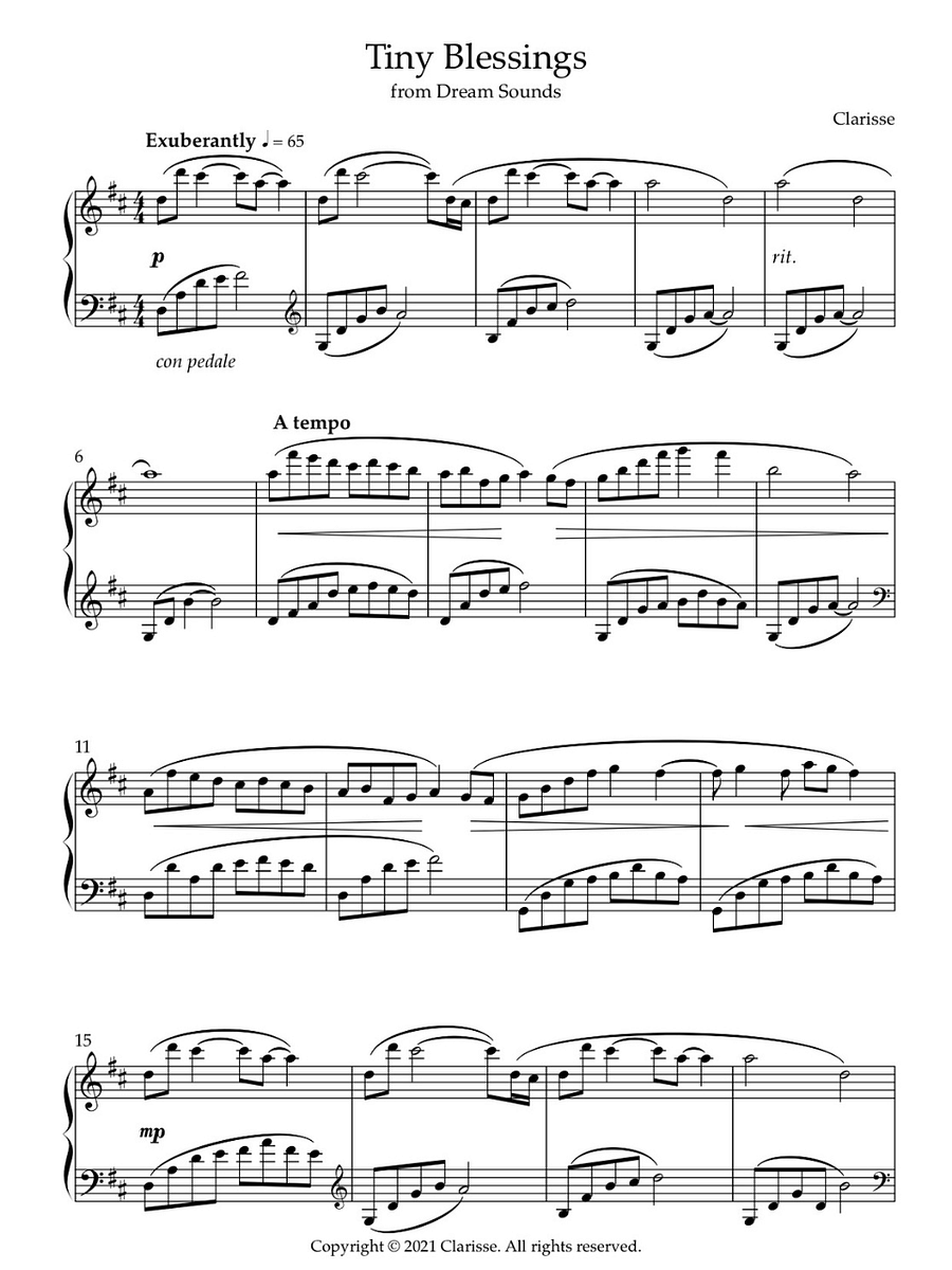 Tiny Blessings - Sheet Music product image (1)