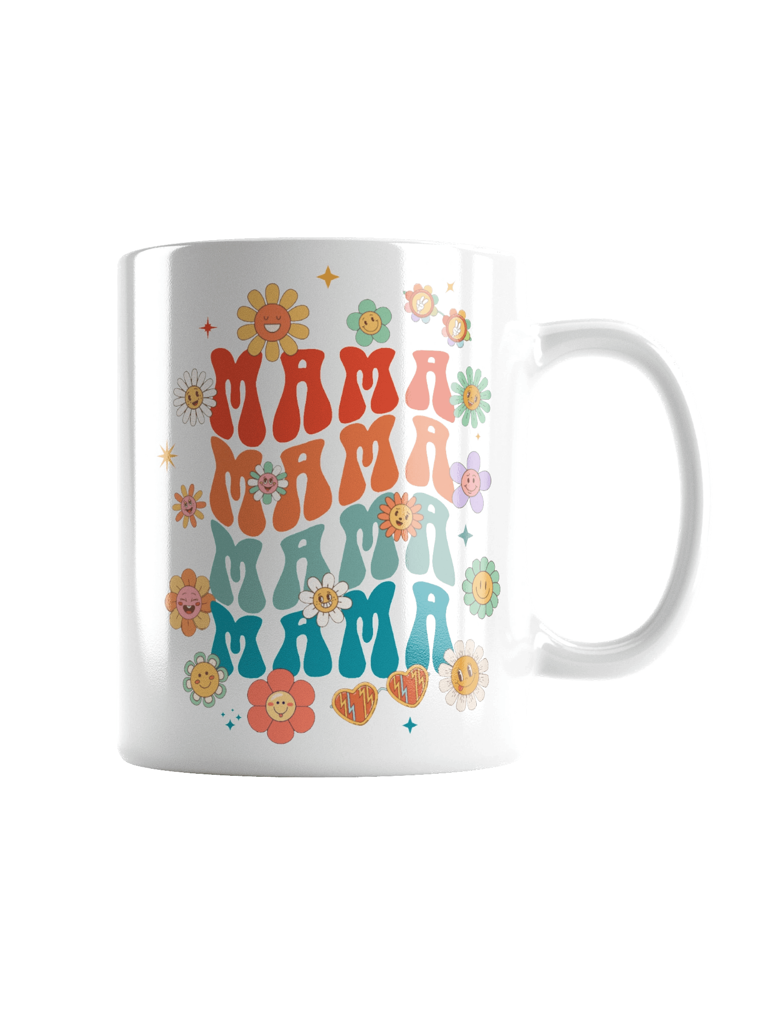 Retro Mama Floral White Glossy Mug product image (1)