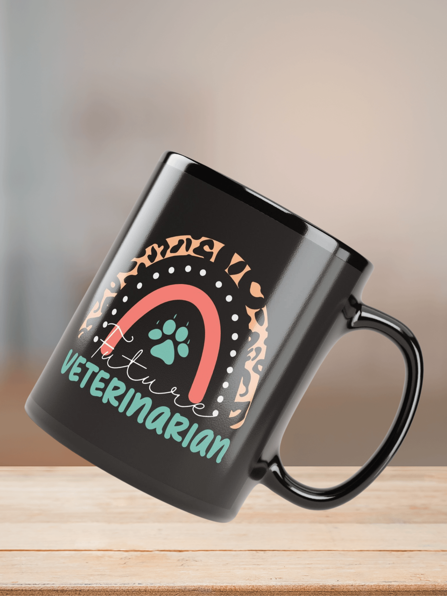 "Future veterinarian-Rainbow" black glossy mug product image (8)