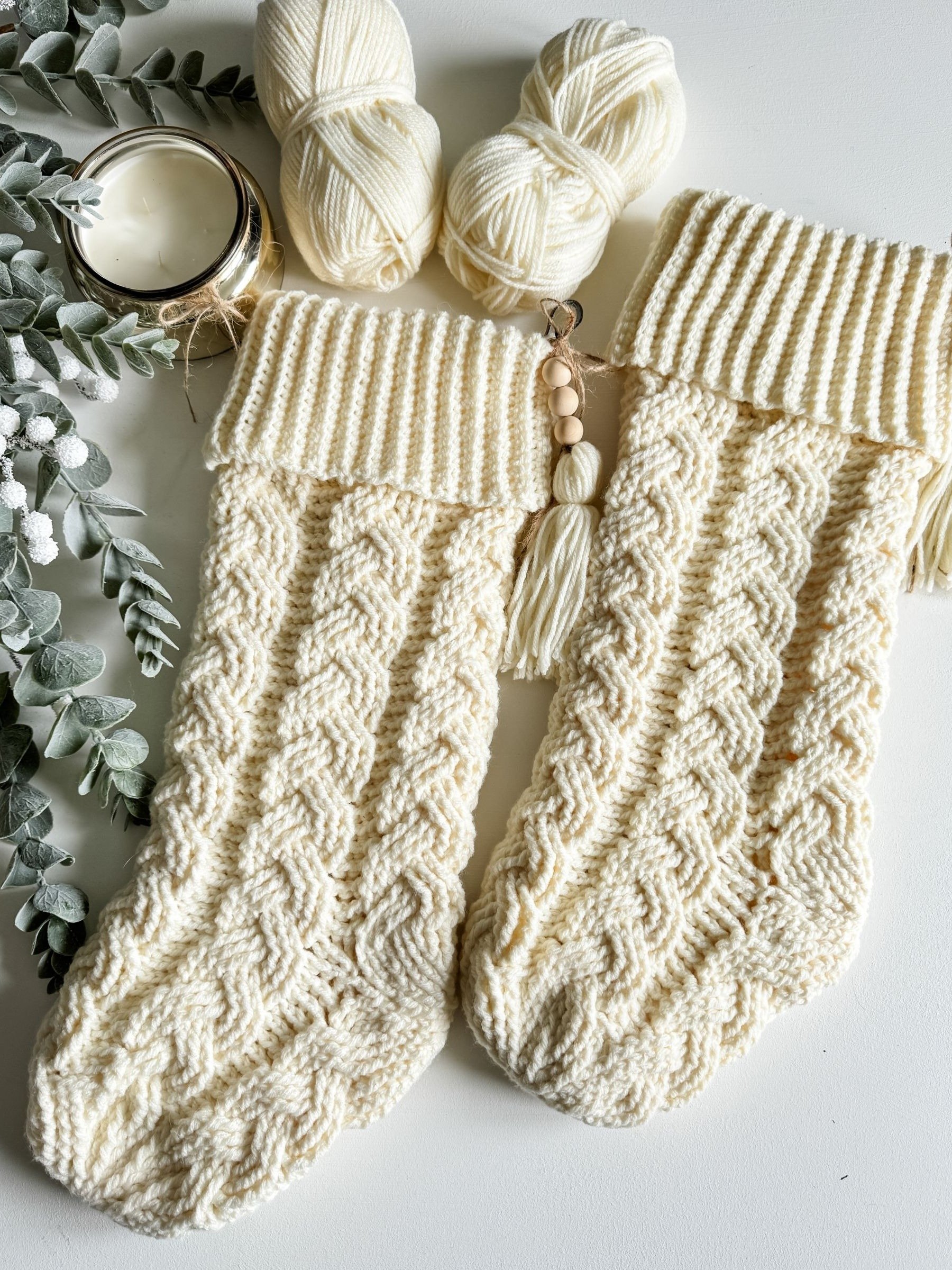 Cozy Cottage Cable Stocking Crochet Pattern product image (4)