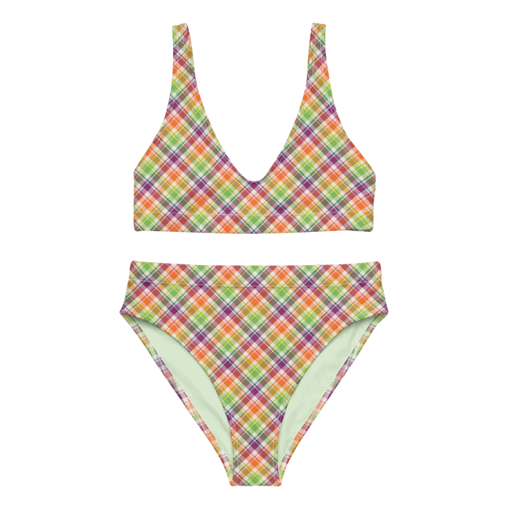 Purple, Orange, and Lime Green Plaid Bikini product image (2)