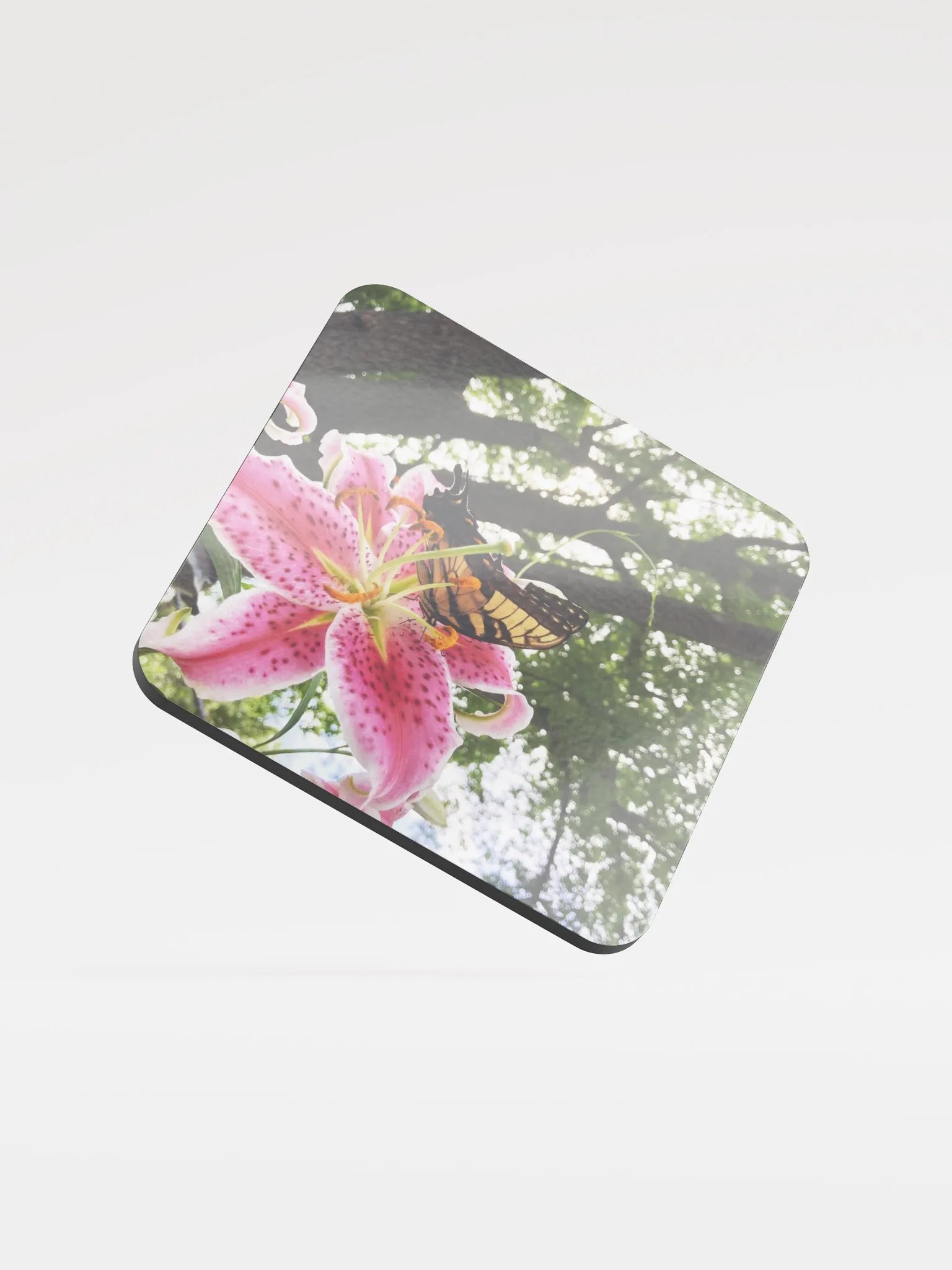 Butterfly on Pink Tiger Lily Coaster product image (1)