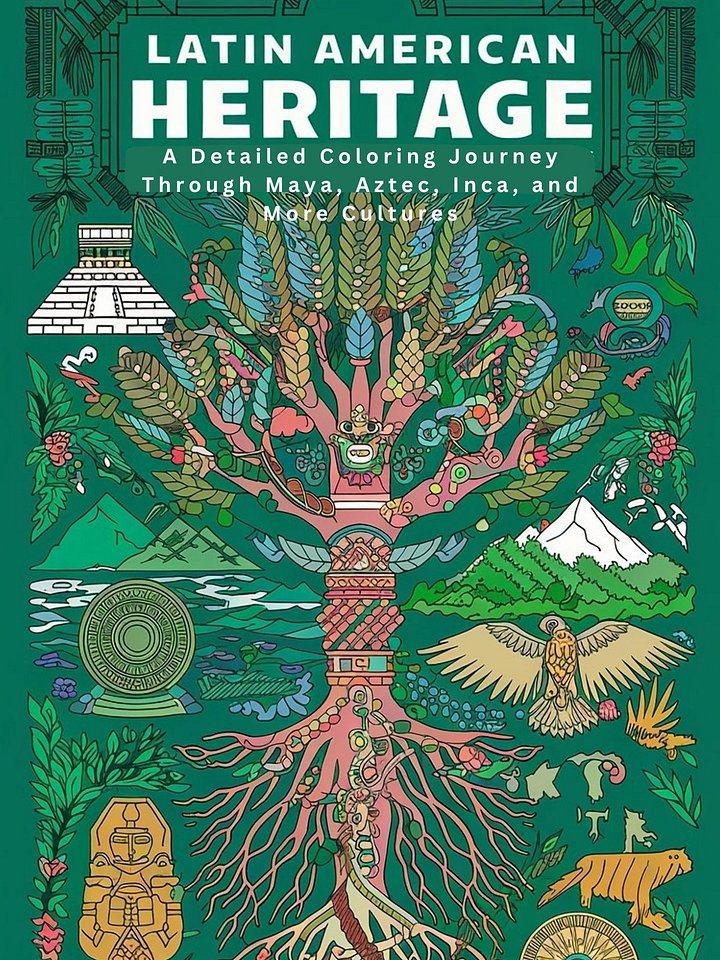 Latin American Heritage A Detailed Coloring Journey Through Maya, Aztec, Inca, and More Cultures product image (1)