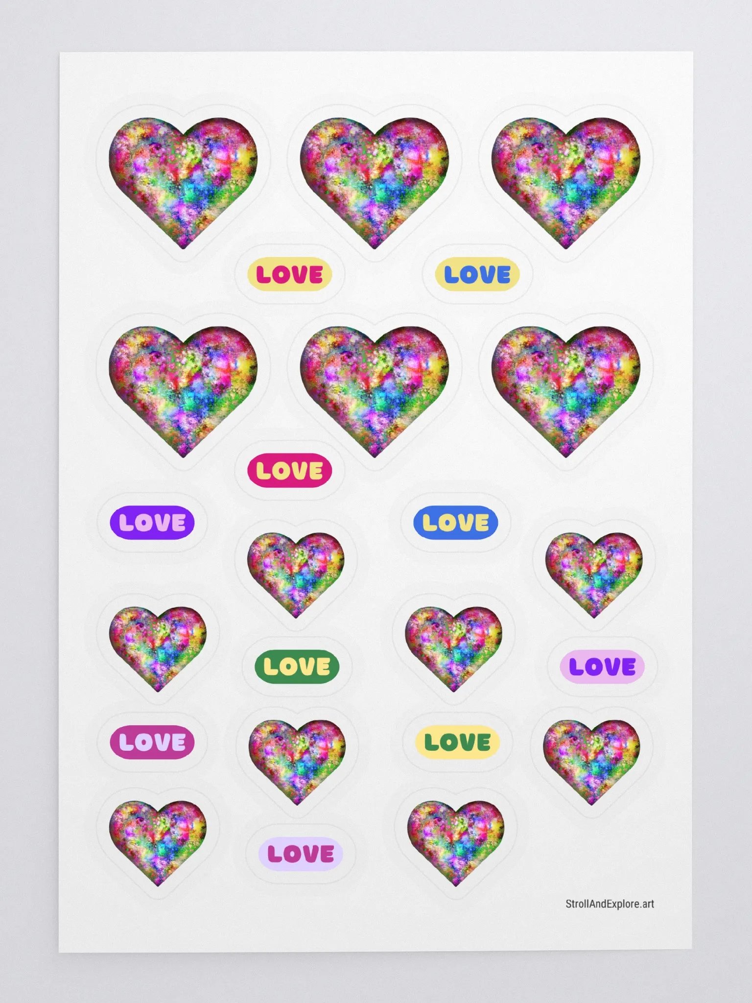 Leopard Skin colorful Graffiti Hearts - Sticker Sheet product image (1)