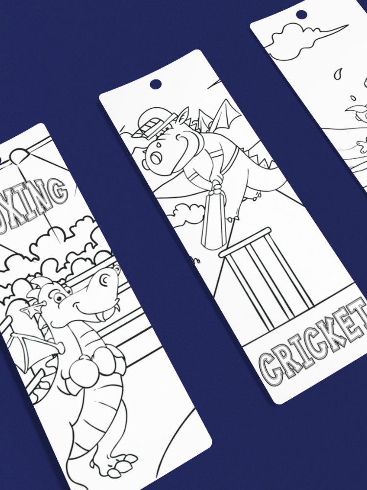 Printable Dragons Playing Sports Coloring Bookmarks - 2