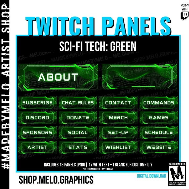 Sci-Fi Tech Green - Twitch Panels (18) | #MadeByMELO product image (1)