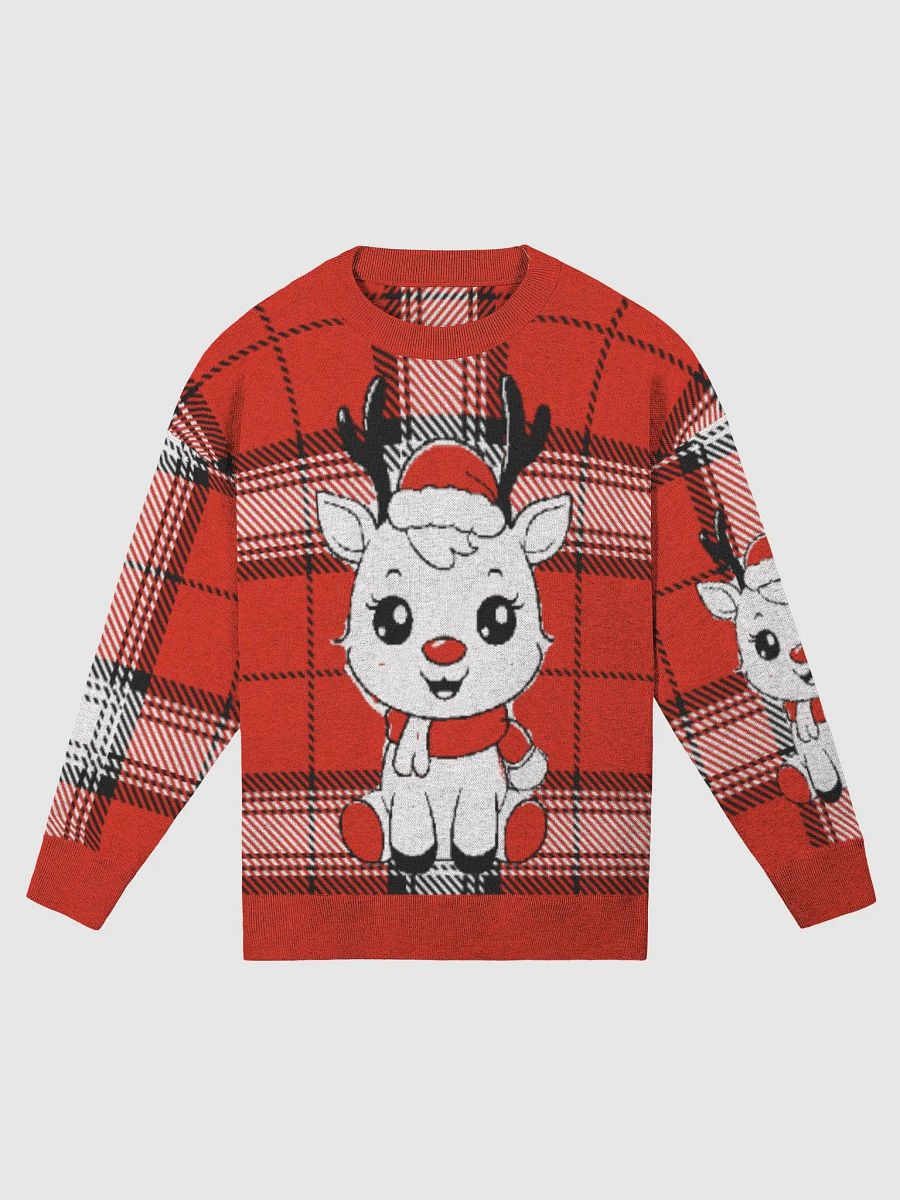 Reindeer Cute Rudolf Plaid Cozy Knit Sweater product image (5)