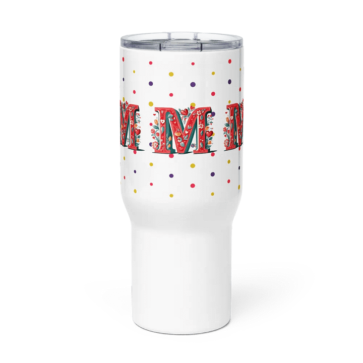Valentine’s Monogram Letter M(3) Travel Mug with Handle product image (3)