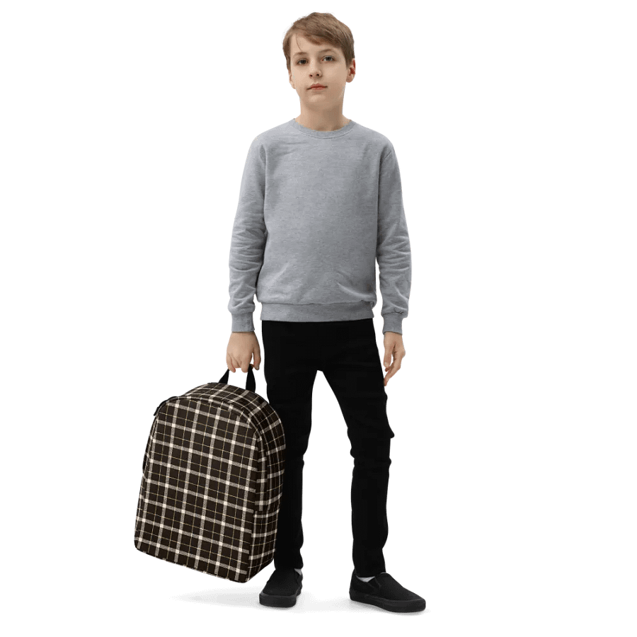 Brown Tartan, Dark Academia Chocolate Brown Backpack product image (6)