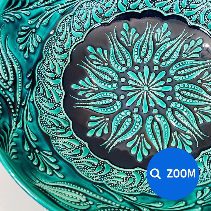 Ceramic turquoise bowl (big, 26 cm) — handmade pottery, handmade ceramic, home decor, handmade gift, Turkish ceramic product image (2)