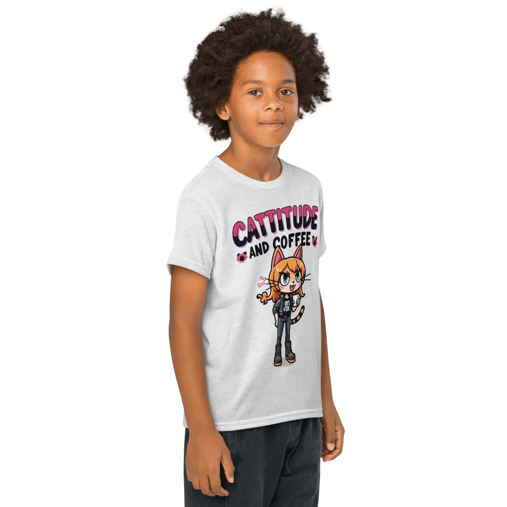 Cattitude and Coffee Kids' Moisture-Wicking Tee product image (45)