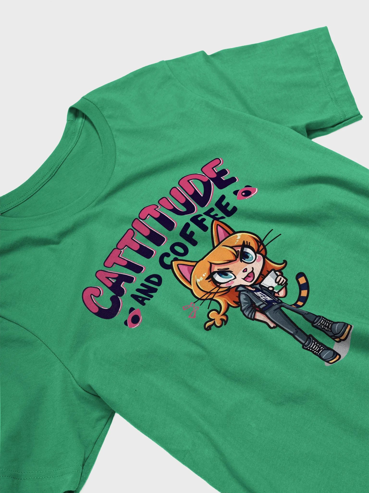 Cattitude and Coffee Cartoon T-Shirt product image (24)