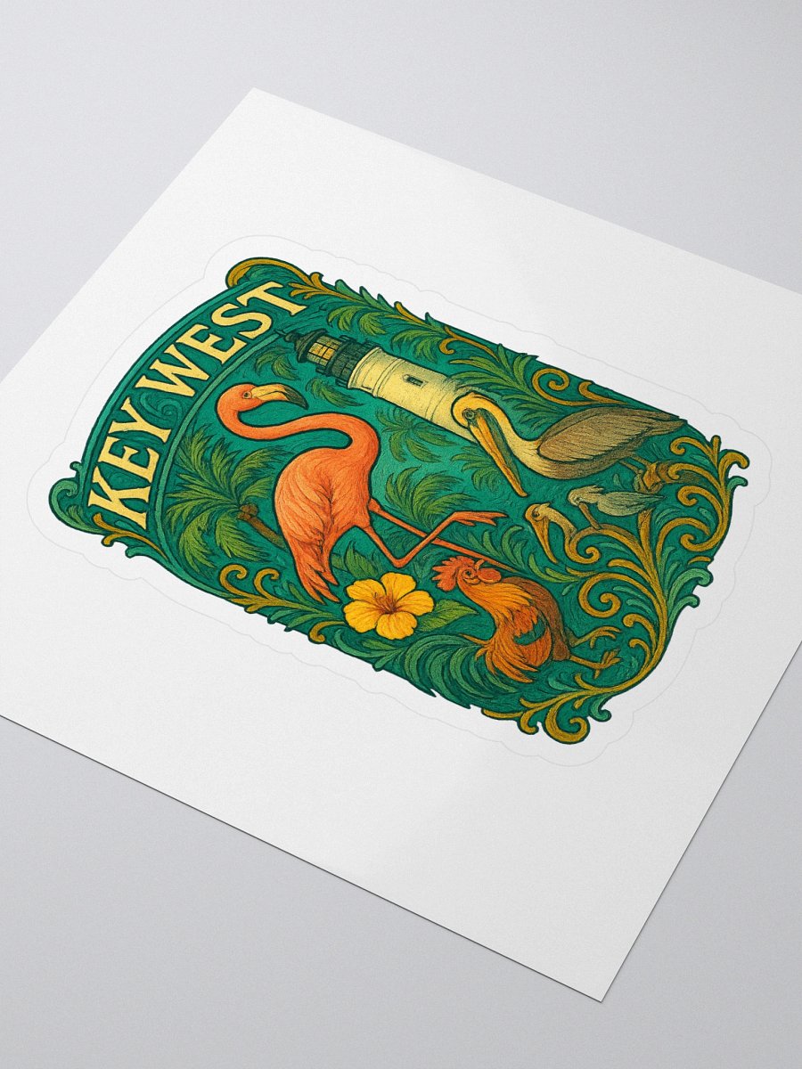 Kiss-Cut Key West Tropical Sticker with Flamingo, Pelican, Rooster, Lighthouse, and Hibiscus product image (3)