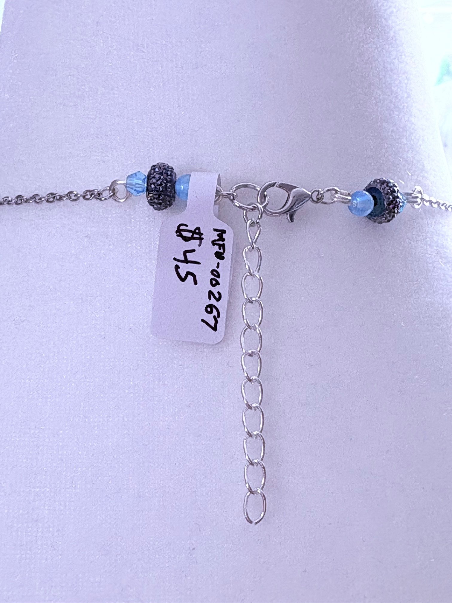 MFD-00267 | Blue Geode Druzy Pendant Necklace with Stainless Steel Link Chain and Paperclip Chain | December Birthstone Inspired | Handmade Jewelry by Monique Faella Designs™ product image (6)