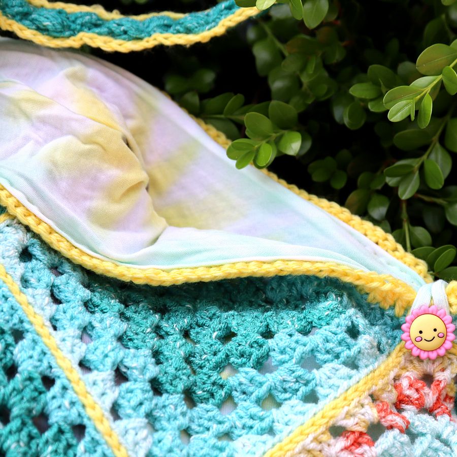 Teal and Orange Oversized Crochet Tote - Handmade and One of a Kind product image (5)