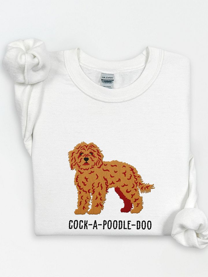 Cock-A-Poodle-Doo Sweatshirt (Embroidered) of a Cockapoo(Tan) product image (1)