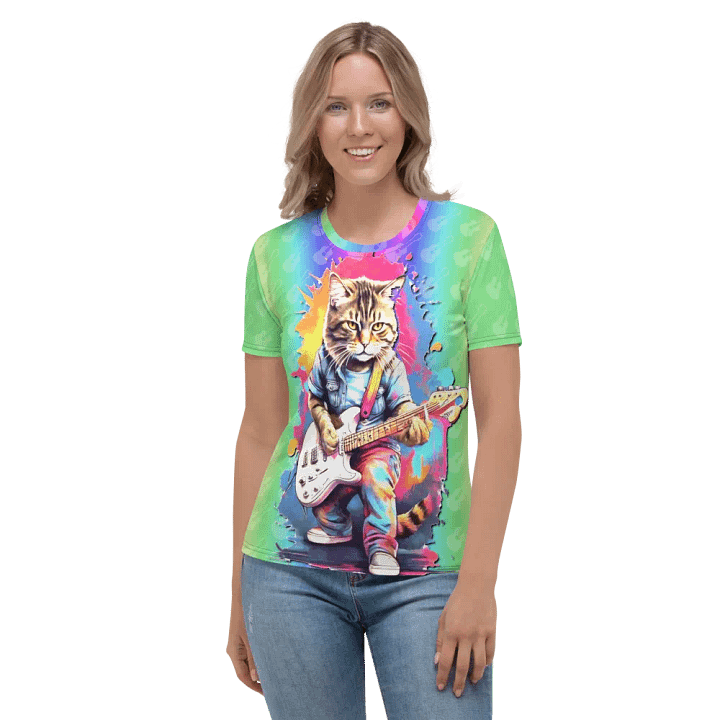 Cool Cat Play Guitar All Over Print T-shirt product image (2)
