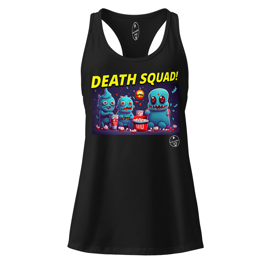 Death Squad Superhero Yellow Racer Back Tank White Logo product image (1)