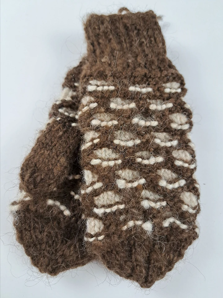 Hand Made Wool Newfie Mittens - Kid's Small - Honeycomb Pattern product image (1)