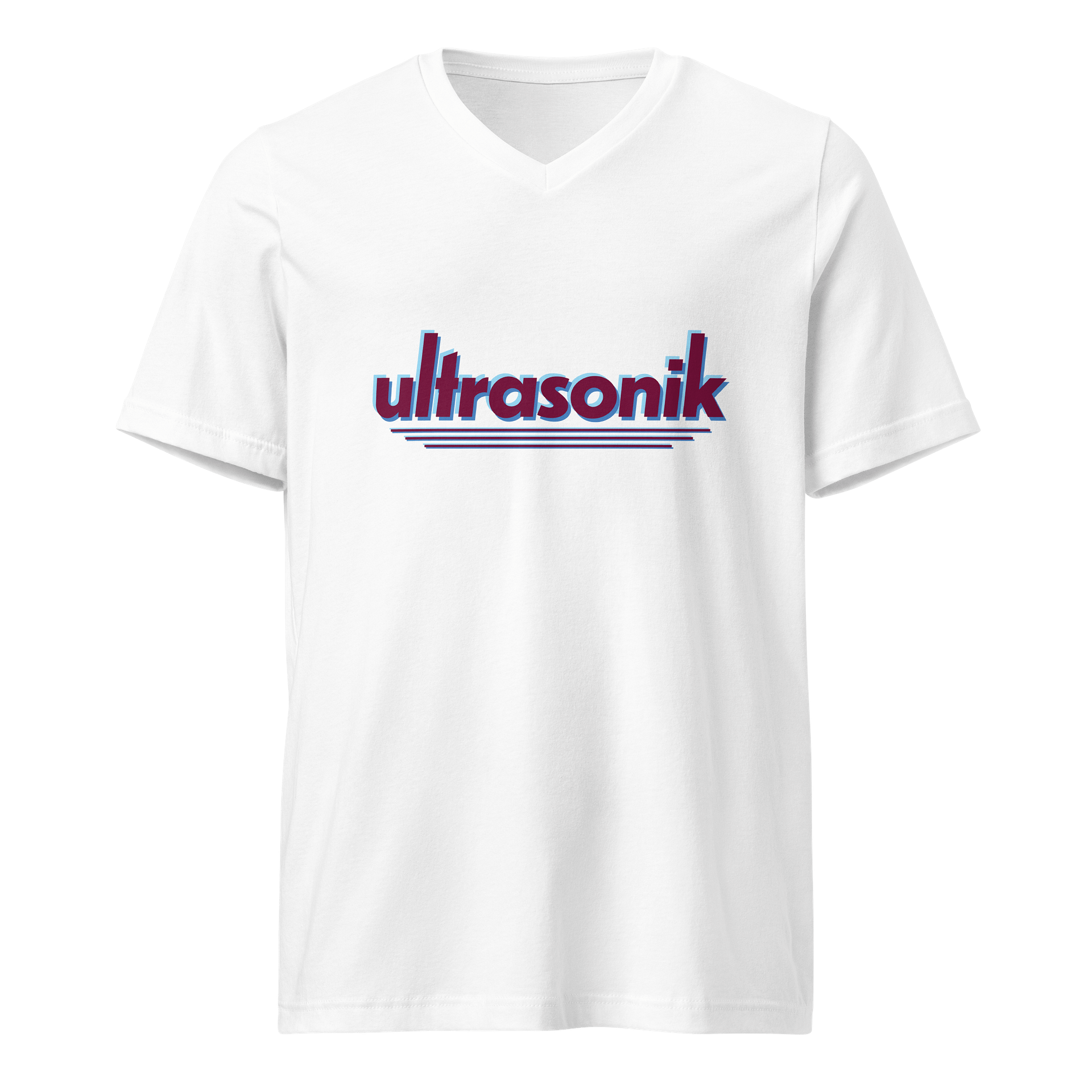 ultrasonik Layered Logo V-Neck T-Shirt (White) product image (1)