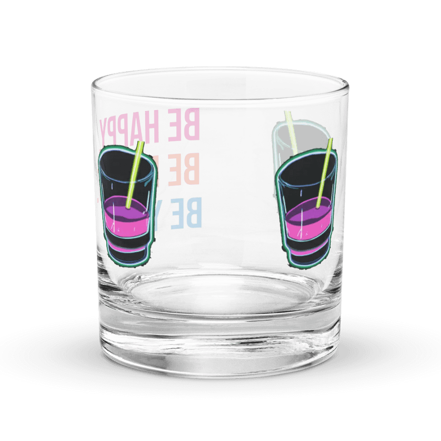 Cheers Neon Motivation Rocks Glass: BE HAPPY. BE BRIGHT. BE YOU. product image (3)