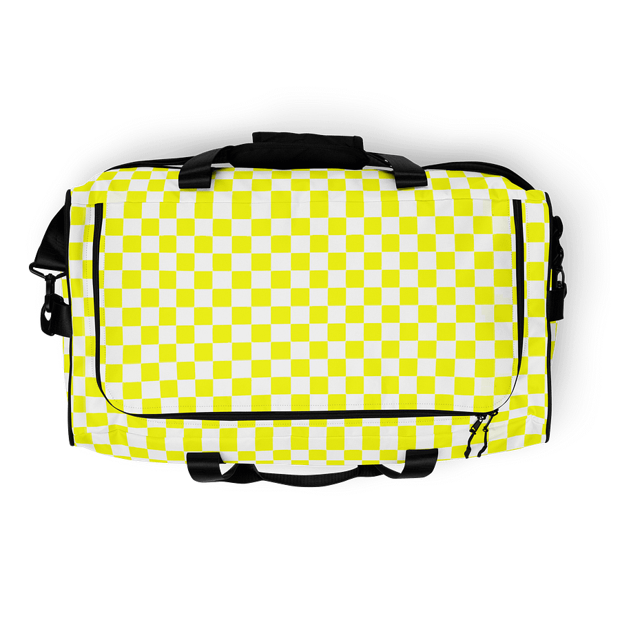Checkered! Neon Yellow and White Checkers Duffel Bag product image (8)