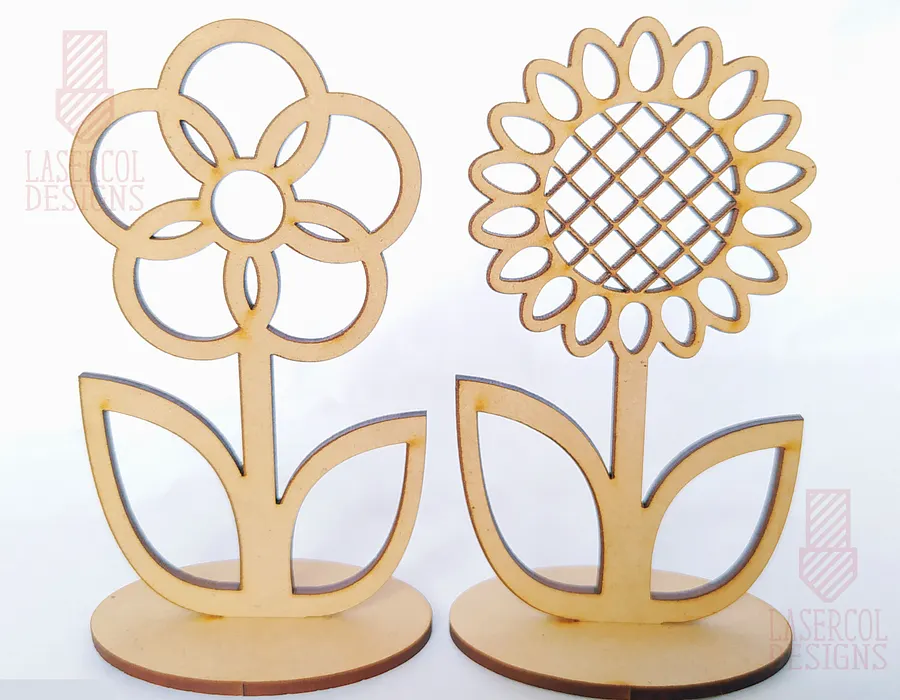 Flowers - Set 2 - (Two Sizes, Five Styles) - Laser Cut Files product image (9)